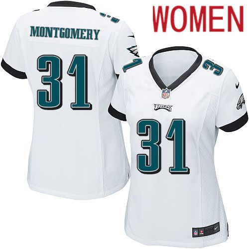Women Philadelphia Eagles #31 Wilbert Montgomery Nike White Game NFL Jersey->women nfl jersey->Women Jersey